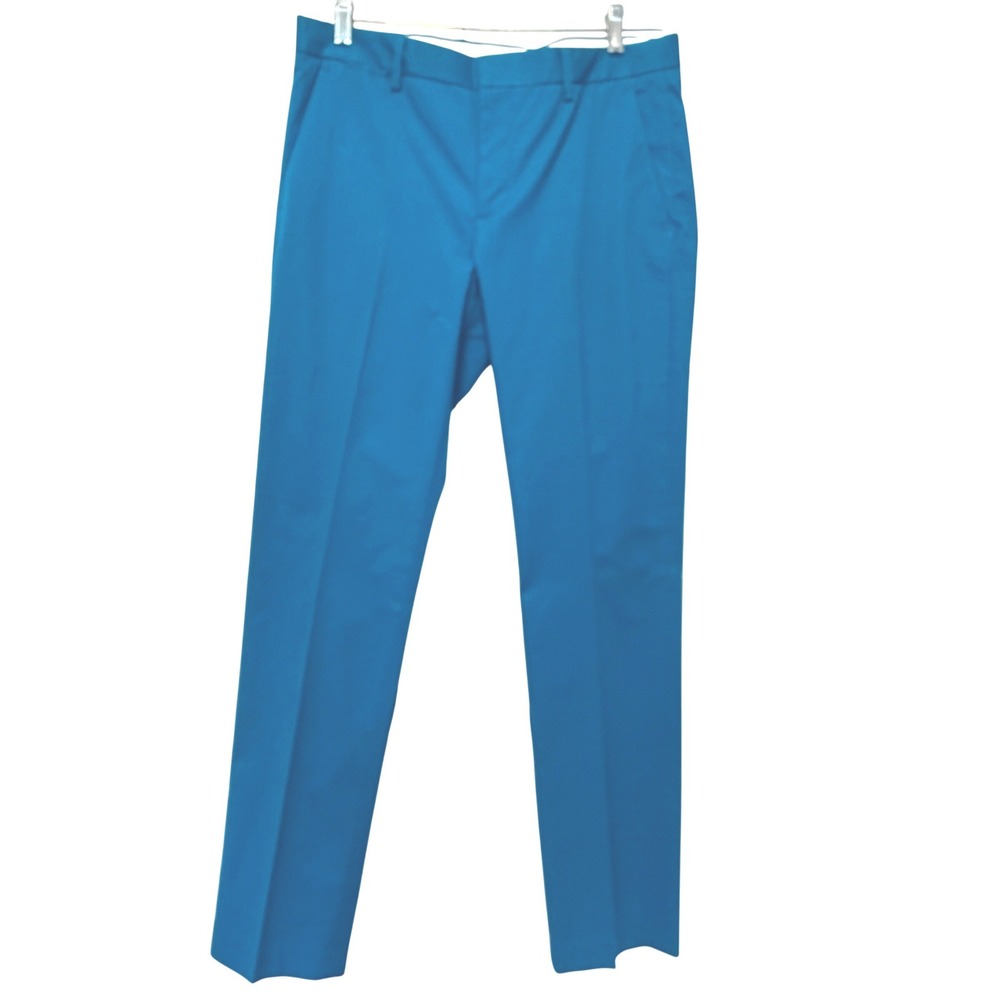 Express Photographer Pants 32/34 Teal BlueFlat Front Cotton Stretch Actual 34/34